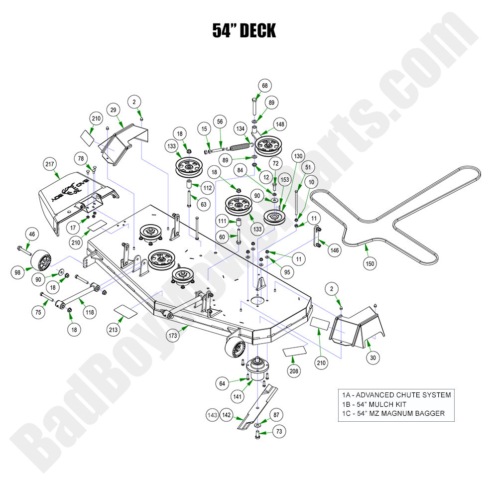 3295 - Bad Boy Mower Parts Lookup > 2023 > MZ Magnum > 54\" Deck Assembly